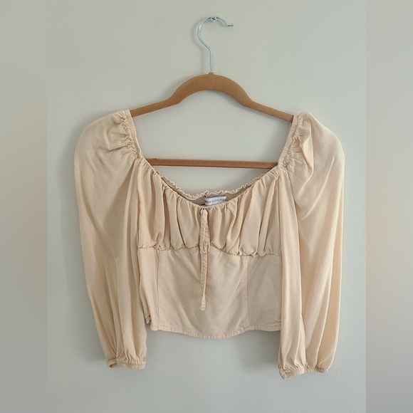 Urban Outfitters Beige/Off-White Flowy Sleeve Bustier Blouse - Picture 2 of 5